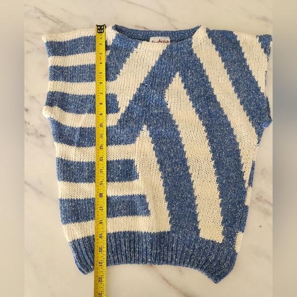 80's‎ 90's Vintage stripe Silk sleeveless cap sleeve sweater - Picture 6 of 7